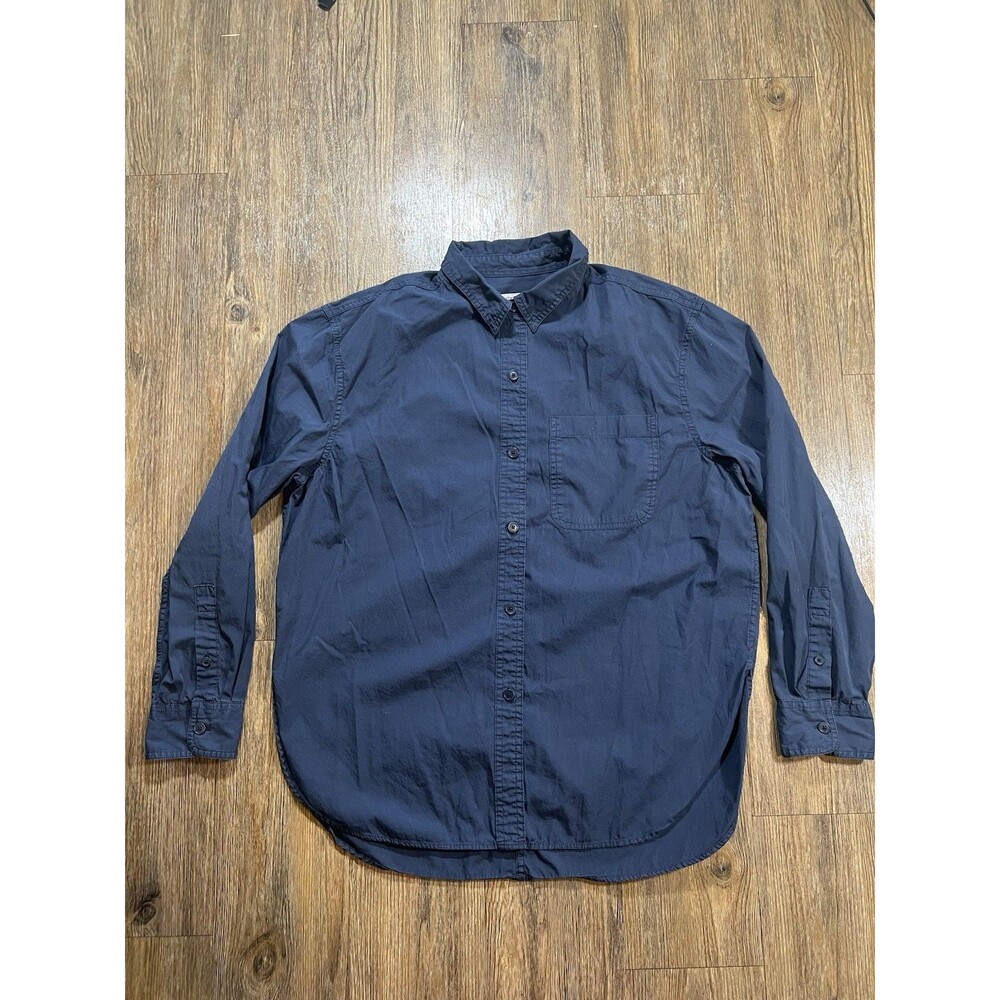 Outerknown The Weekend Shirt FDO Blue Women's Size M Organic Cotton Oversized